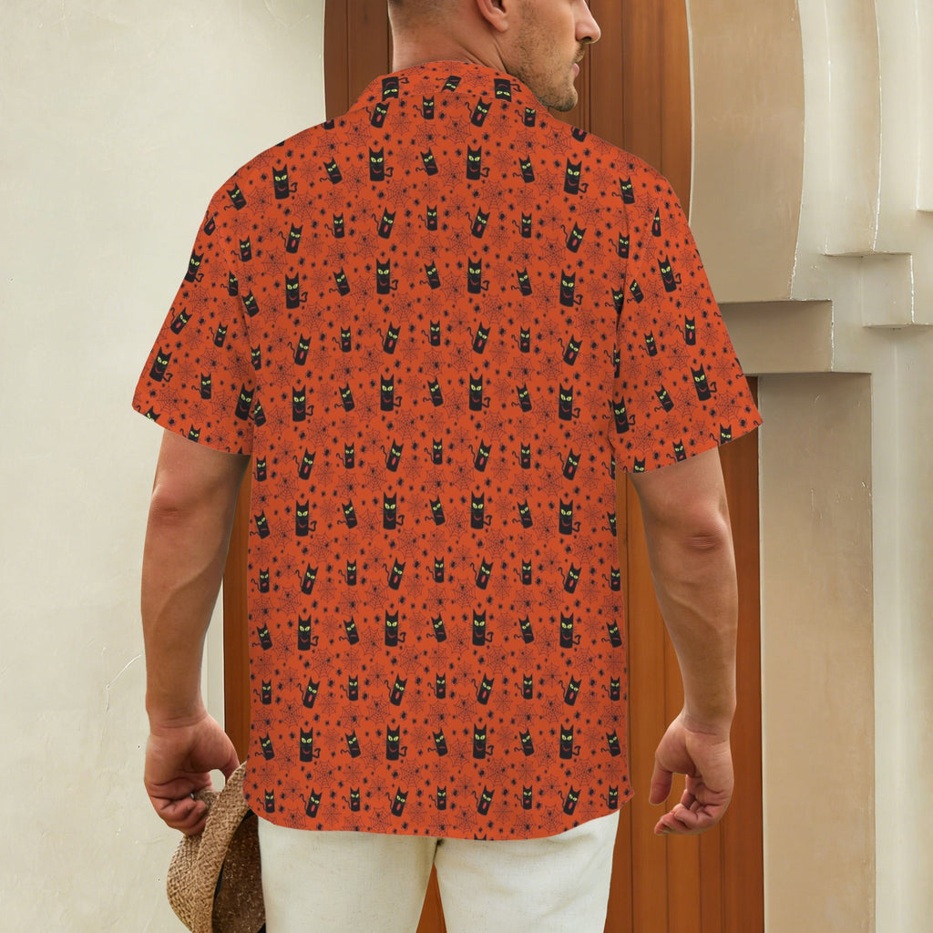 Halloween Black Cats Men's Hawaiian Shirt