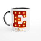 Personalised - Marquee Lights Initial - White 11oz Ceramic Mug with Color Inside Ceramic Black Personalised 11oz Mug Customise Globally Fulfilled Personalise