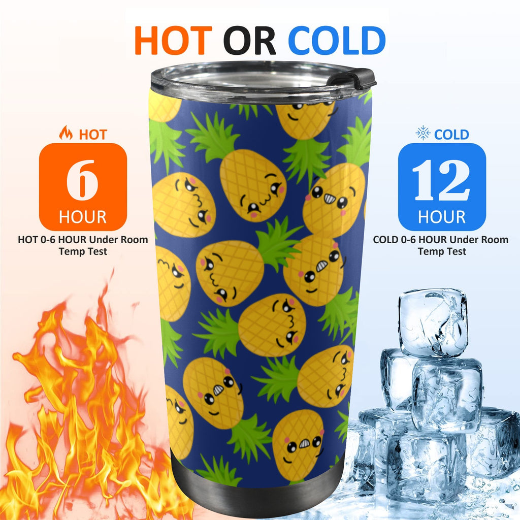 Cool Pineapples - 20oz Mobile Tumbler with Lid (Black Lock) 20oz Travel Mug Food Printed Offshore