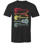 Retro Guitars - Mens T-Shirt Black Mens T-shirt Music Printed In Australia