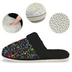 Colourful Maths Formulas Women's Fur Trim Thick-Sole Indoor Slippers Women's Fur Trimmed Slippers Maths Printed Offshore