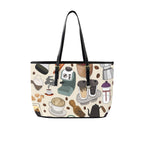 All The Coffee - Leather Tote Bag-Large