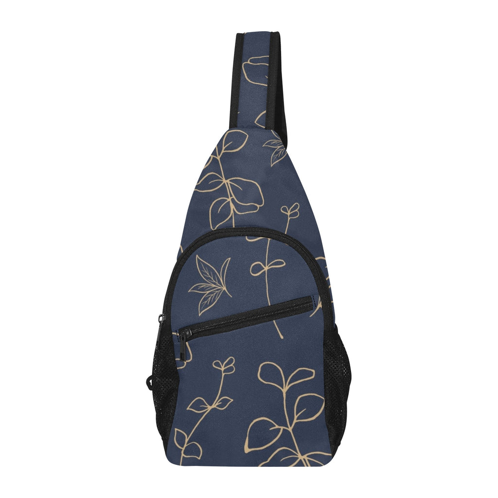 Gold Flowers On Navy - Chest Bag