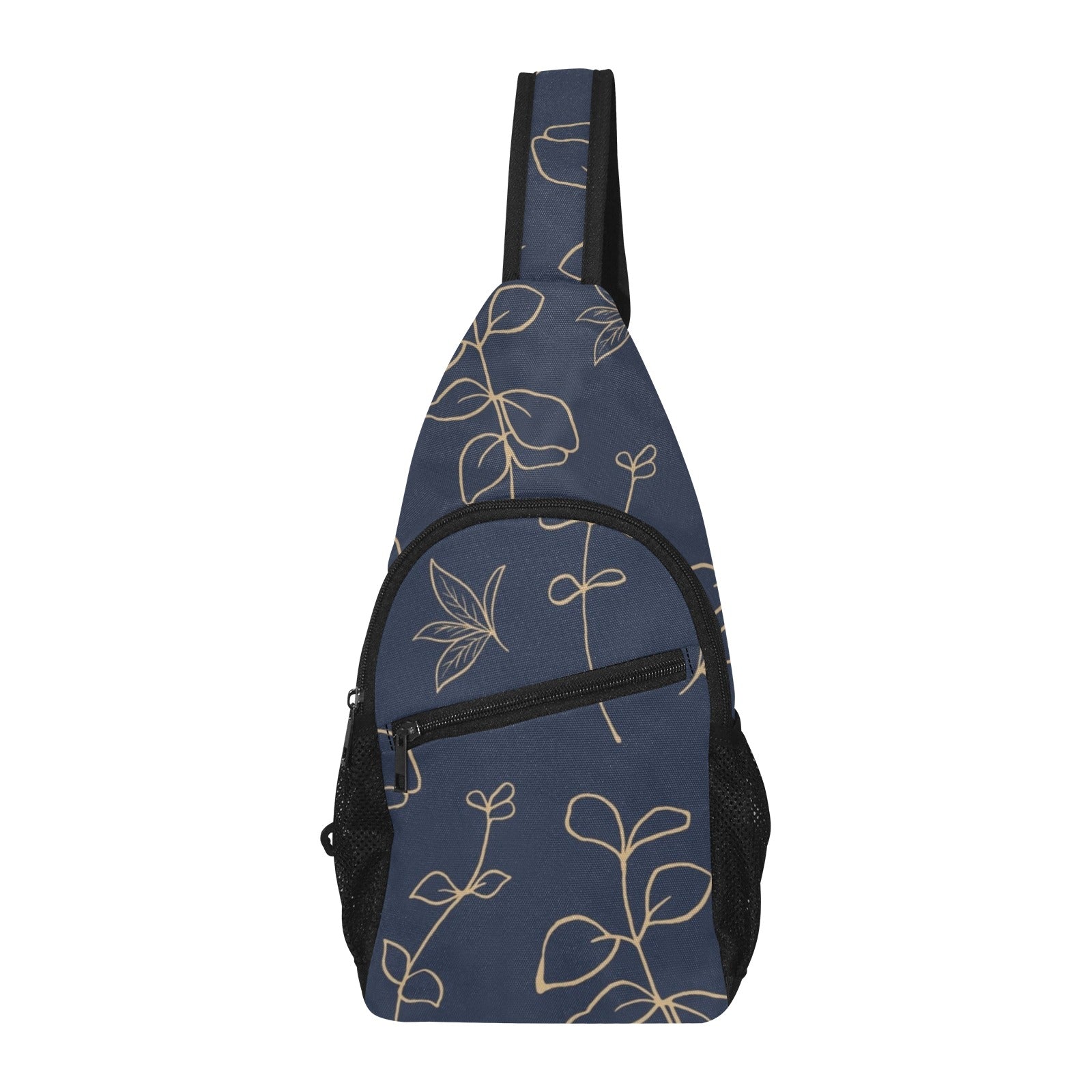 Gold Flowers On Navy - Chest Bag