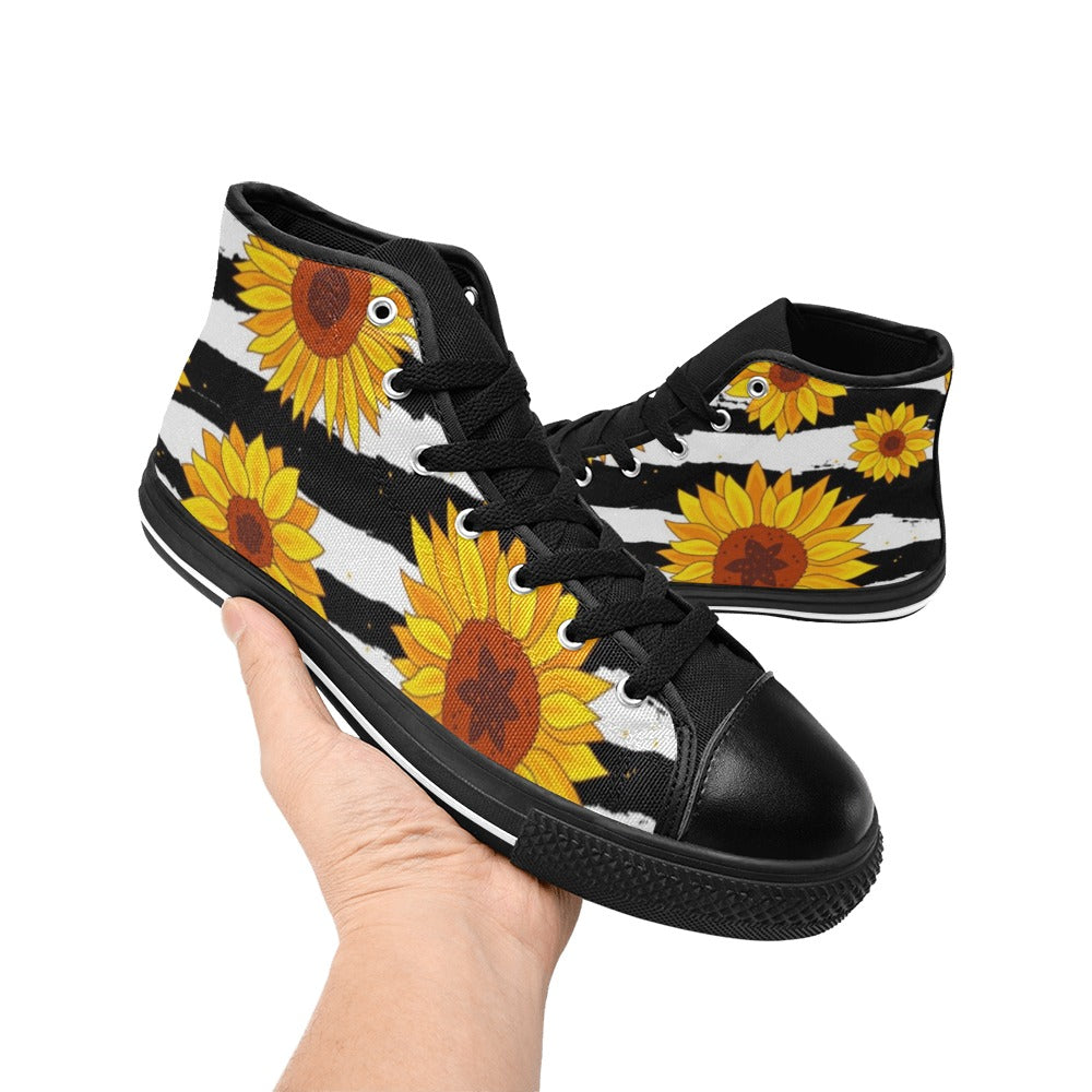 Sunflower Stripes - Women's High Top Canvas Shoes