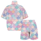 Mermaid Scales Women's Windbreaker Short Set Women's Windbreaker Short Set Ocean Printed Offshore