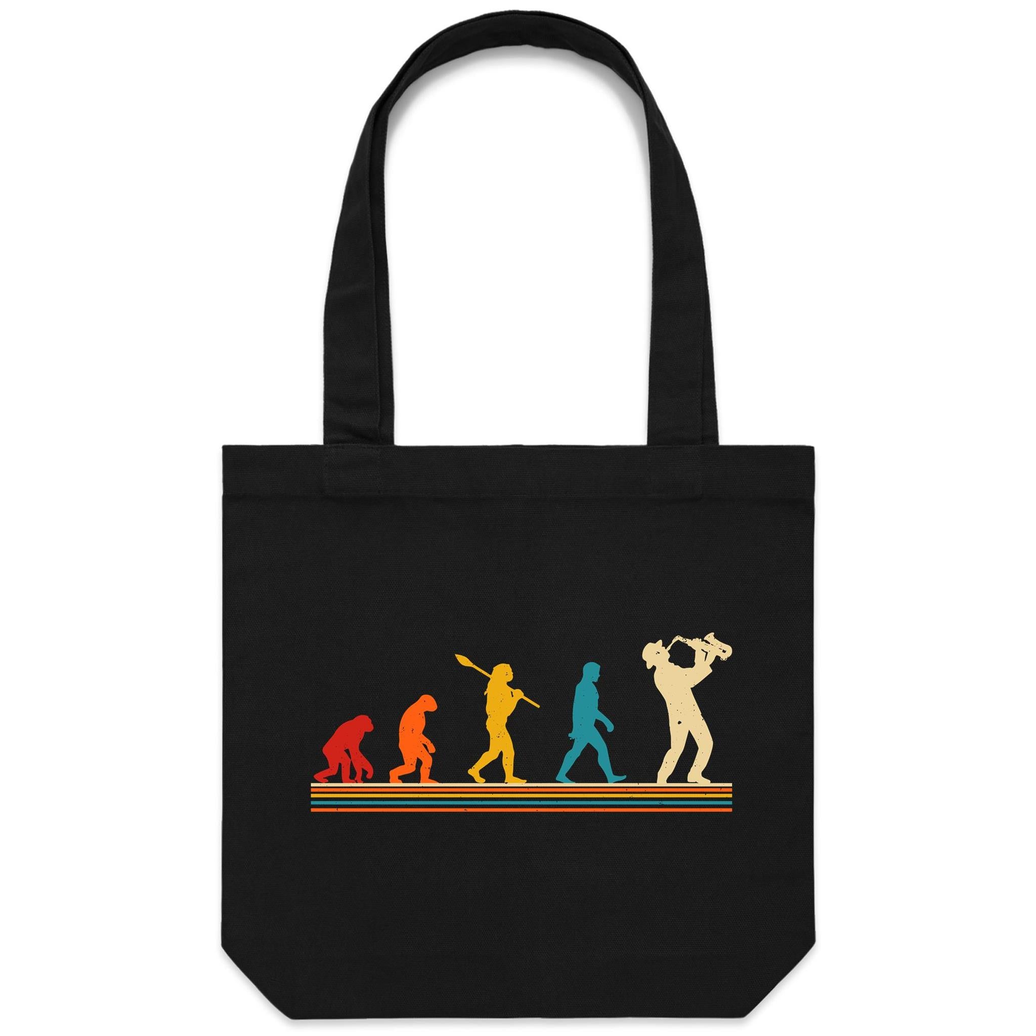 Saxophone Player Evolution - Canvas Tote Bag Default Title Tote Bag Music Printed In Australia