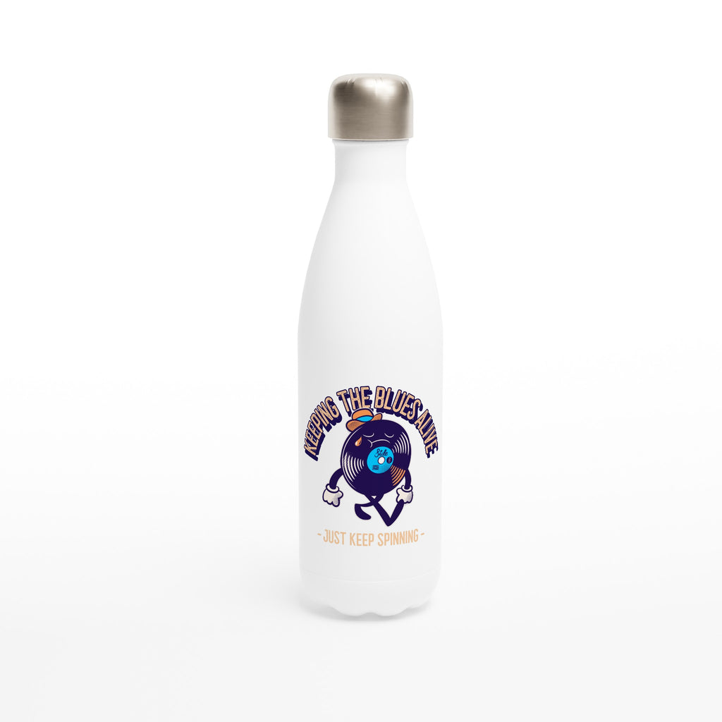 Keeping The Blues Alive - White 17oz Stainless Steel Water Bottle Default Title White Water Bottle Globally Fulfilled Music