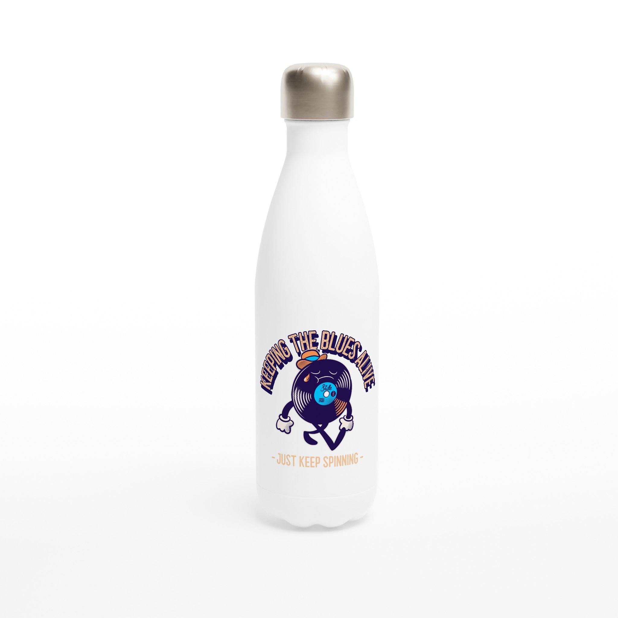 Keeping The Blues Alive - White 17oz Stainless Steel Water Bottle Default Title White Water Bottle Globally Fulfilled Music