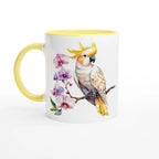 Cockatoo, Australian Birds - White 11oz Ceramic Mug with Colour Inside Ceramic Yellow Colour 11oz Mug animal Globally Fulfilled