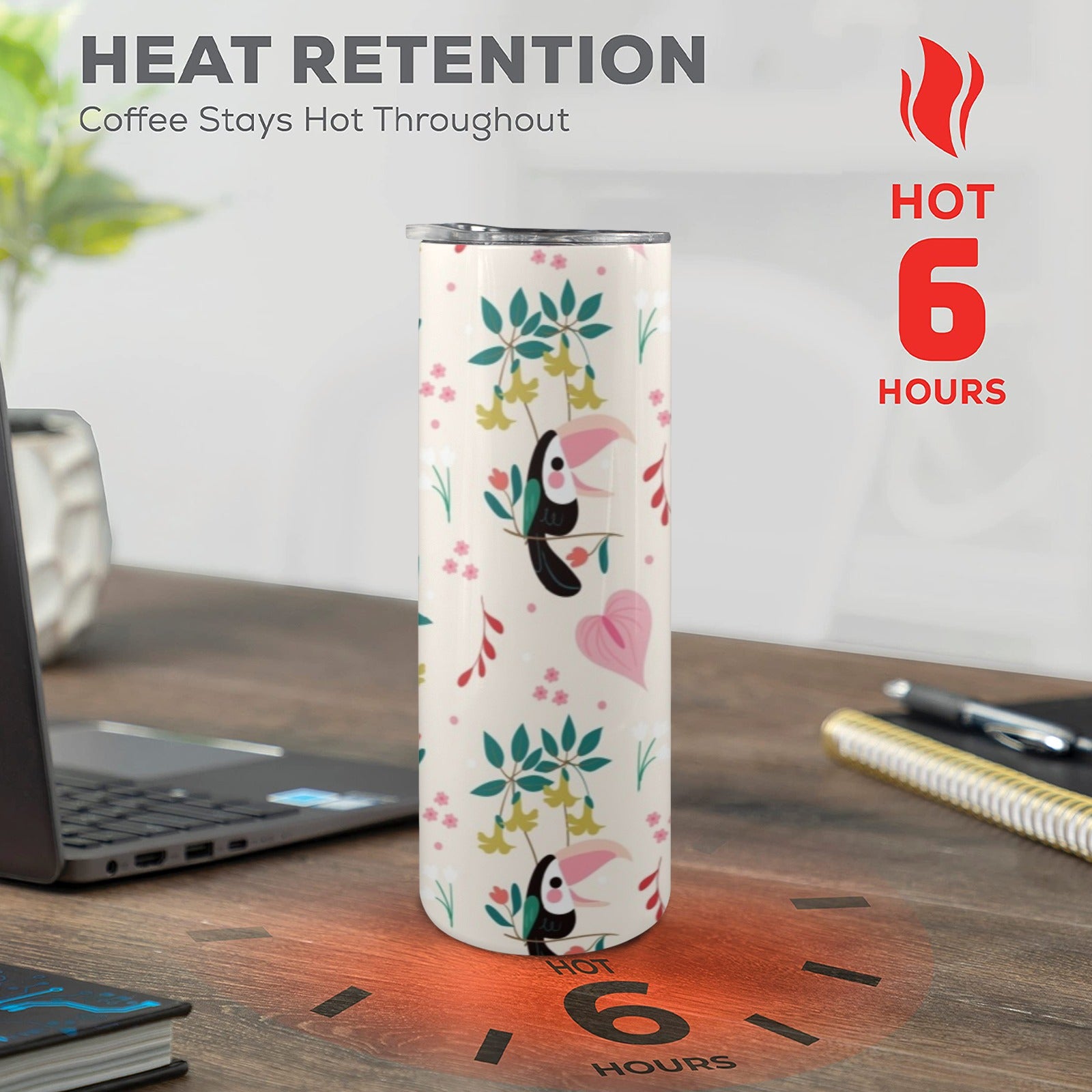 Toucans In Pink - 20oz Tall Skinny Tumbler with Lid and Straw