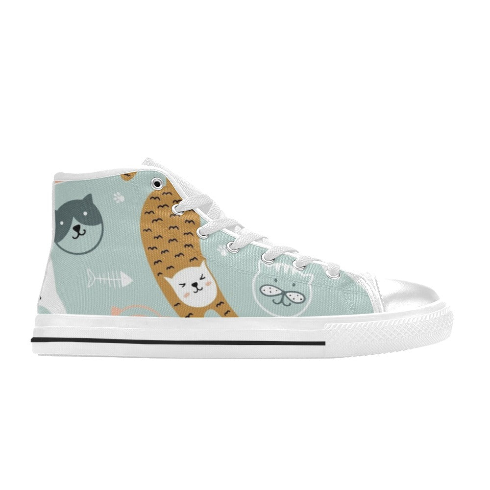 Cat Stretch - Kids High Top Canvas Shoes