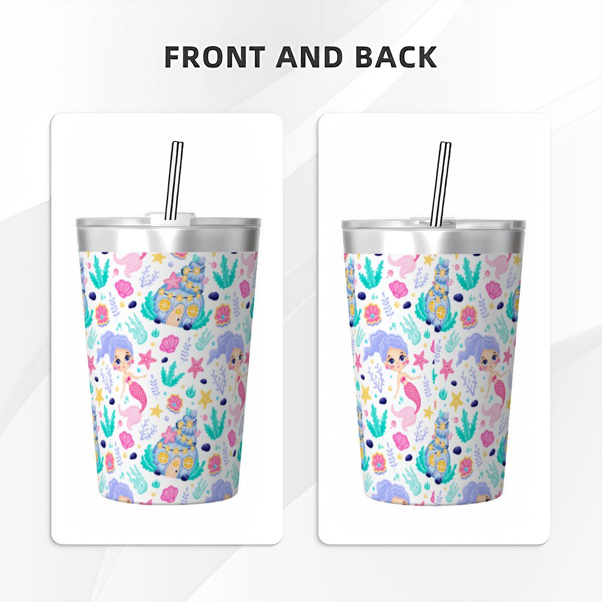 Mermaid World Small Stainless Steel Travel Mug Cup 12oz/350ml
