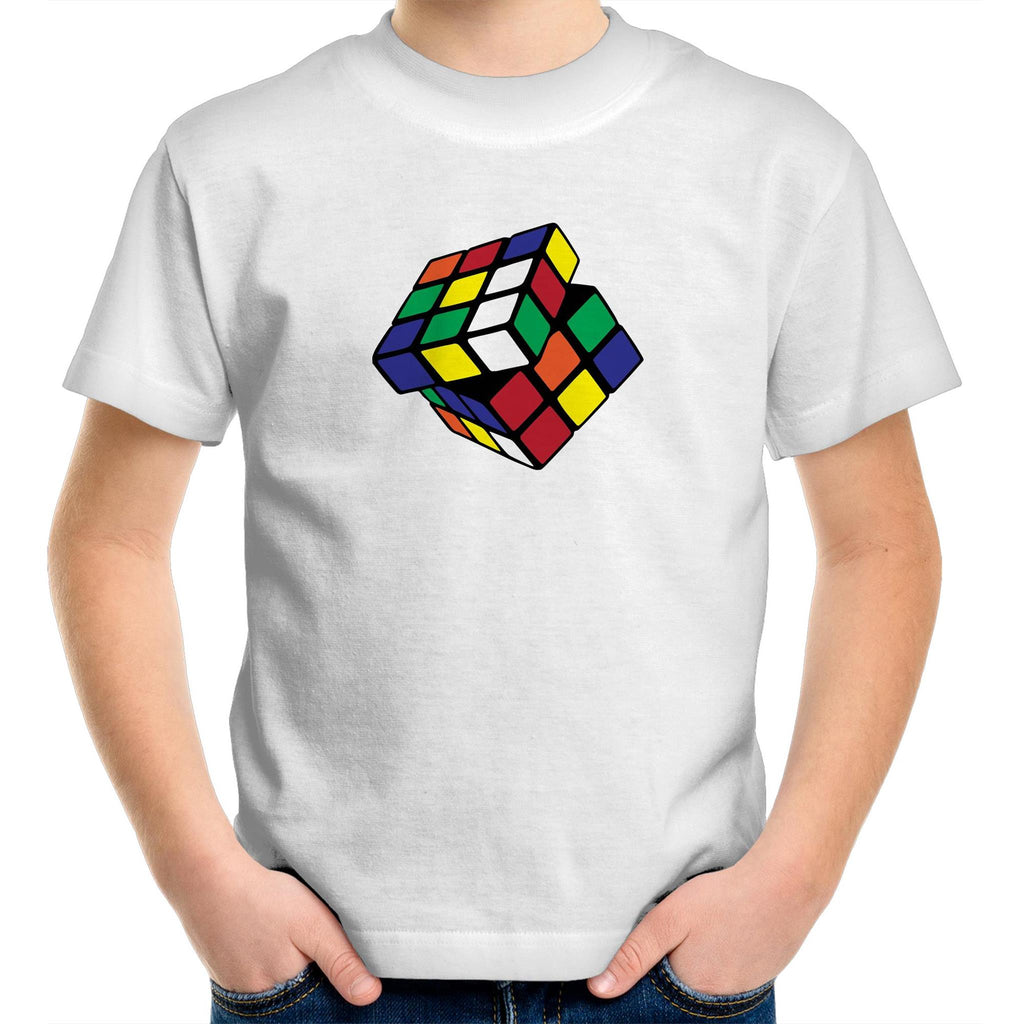 Cube - Kids Youth T-Shirt White Kids Youth T-shirt Games Printed In Australia