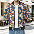 Blue Comic Book Men's Casual Zip‑Up Bomber Jacket