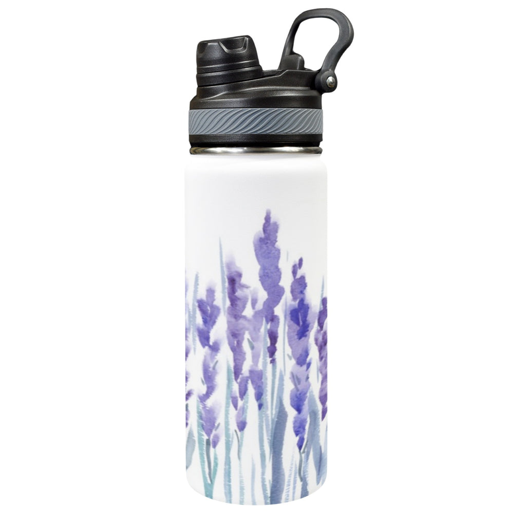 Lavender - Insulated Water Bottle with Dual-Use Lid (18oz) One Size Insulated Water Bottle with Dual-Use Lid (18oz) Plants Printed Offshore