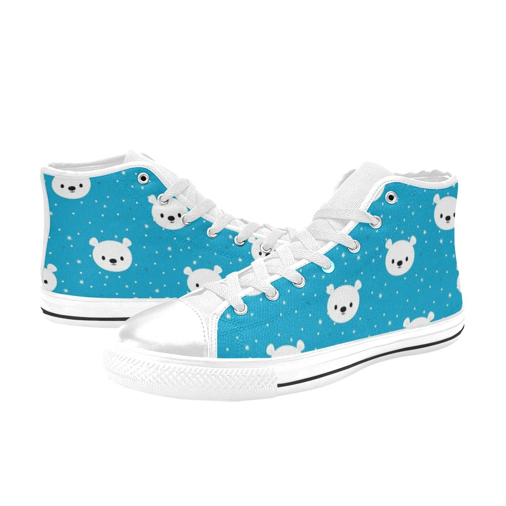 Bears On Blue - Kids' High Top Canvas Shoes Kids High Top Canvas Shoes animal Printed Offshore