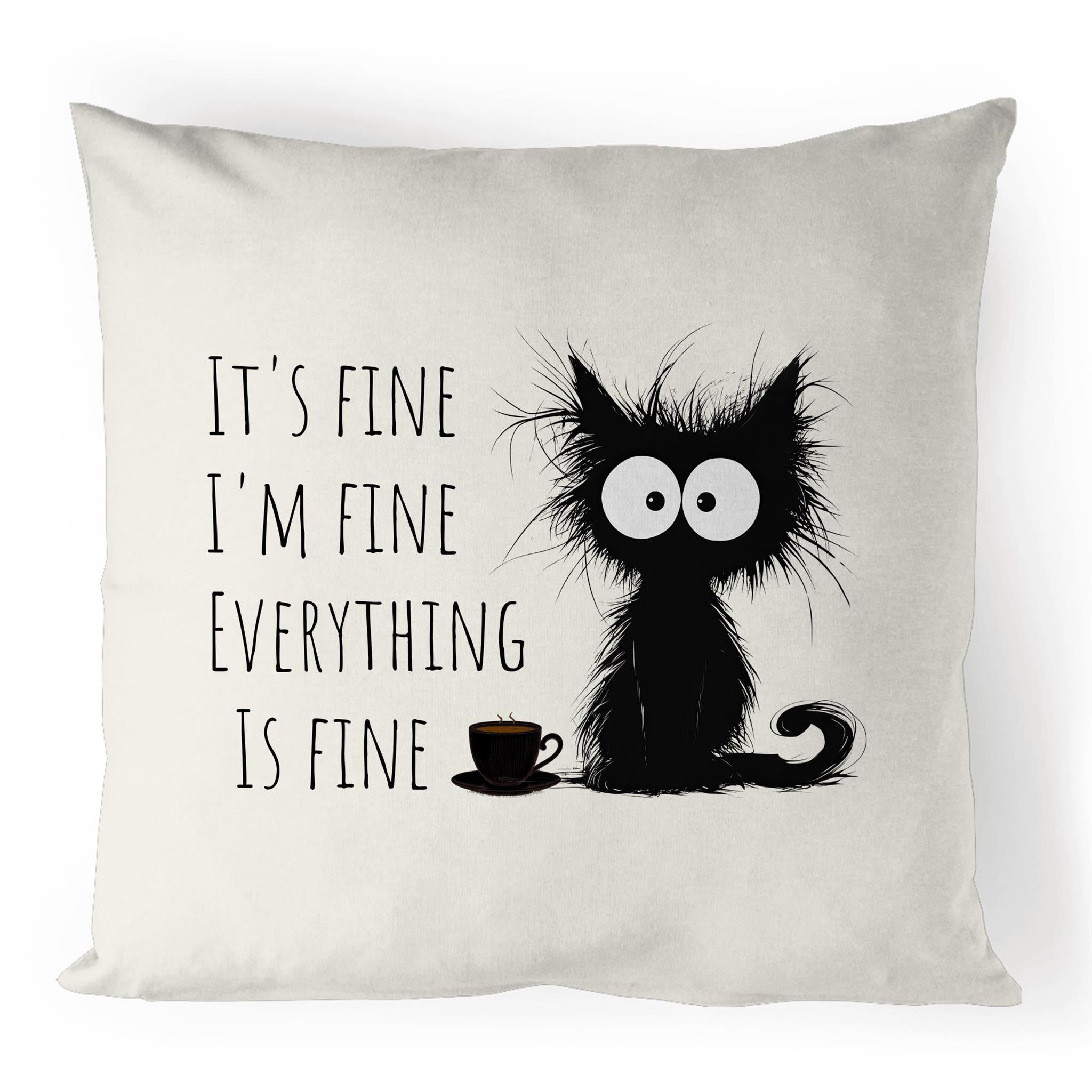 It's Fine, I'm Fine, Everything Is Fine, Frazzled Cat - 100% Linen Cushion Cover Default Title Linen Cushion Covers animal Printed In Australia