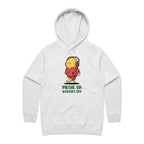 Music On, Worries Off - Womens Hoodie White Marle Womens Hoodie Music Printed In Australia