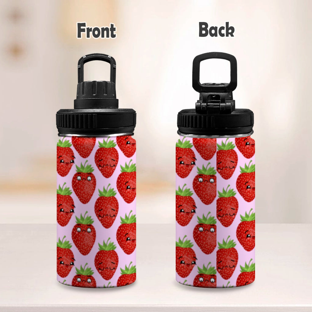 Strawberry Characters - Kids Water Bottle with Chug Lid (12 oz) Kids Water Bottle with Chug Lid Food Printed Offshore