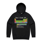 Periodic Table, Can I Lick It Mens Hoodie Black Printed In Australia Science