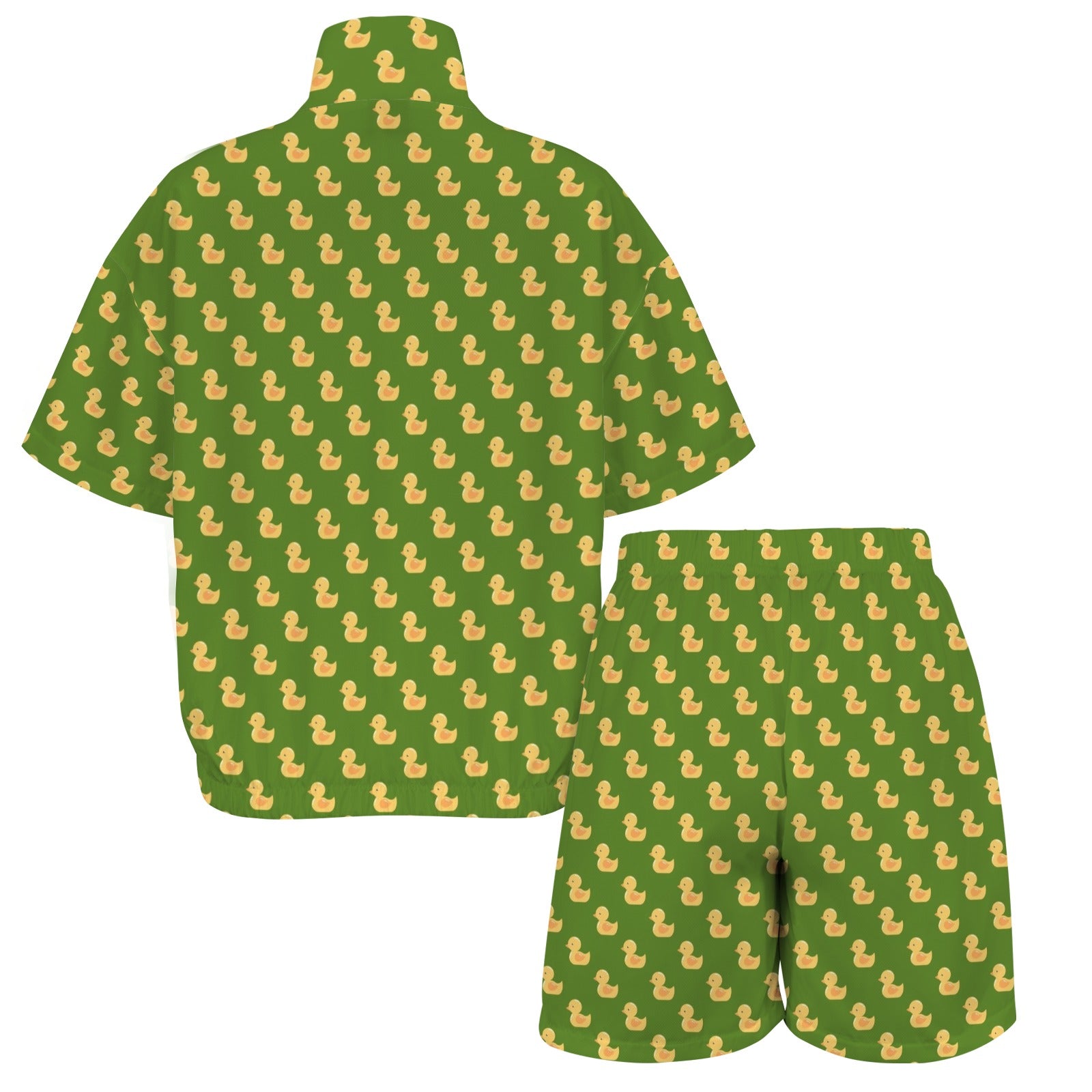Rubber Ducks On Green Women's Windbreaker Short Set