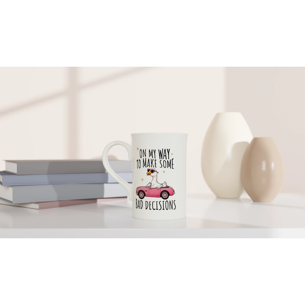 On My Way To Make Some Bad Decisions - White 10oz Porcelain Slim Mug Porcelain Mug animal Globally Fulfilled