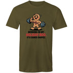 Working On My Holiday Bod, It's Cookie Shaped - Mens T-Shirt Army Green Mens Christmas T-shirt Christmas Printed In Australia