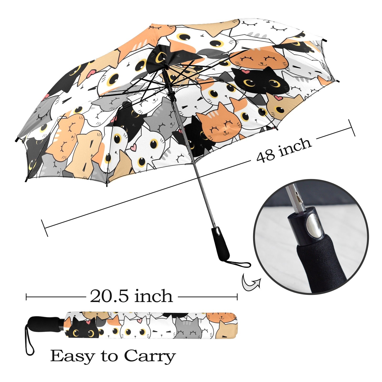 Cute Cartoon Cats - Semi-Automatic Foldable Umbrella (Model U12) Semi-Automatic Foldable Umbrella (U12)