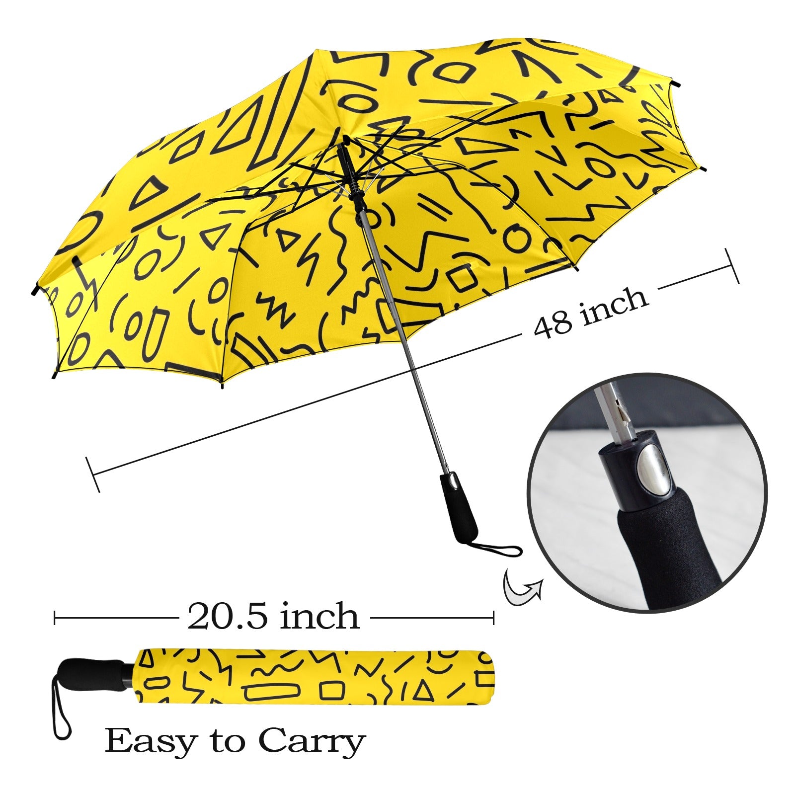 Black Squiggle On Yellow - Umbrella Umbrella Printed Offshore