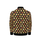 Round Pizzas On Black Kids Bomber Jacket Kids Bomber Jacket Food Printed Offshore