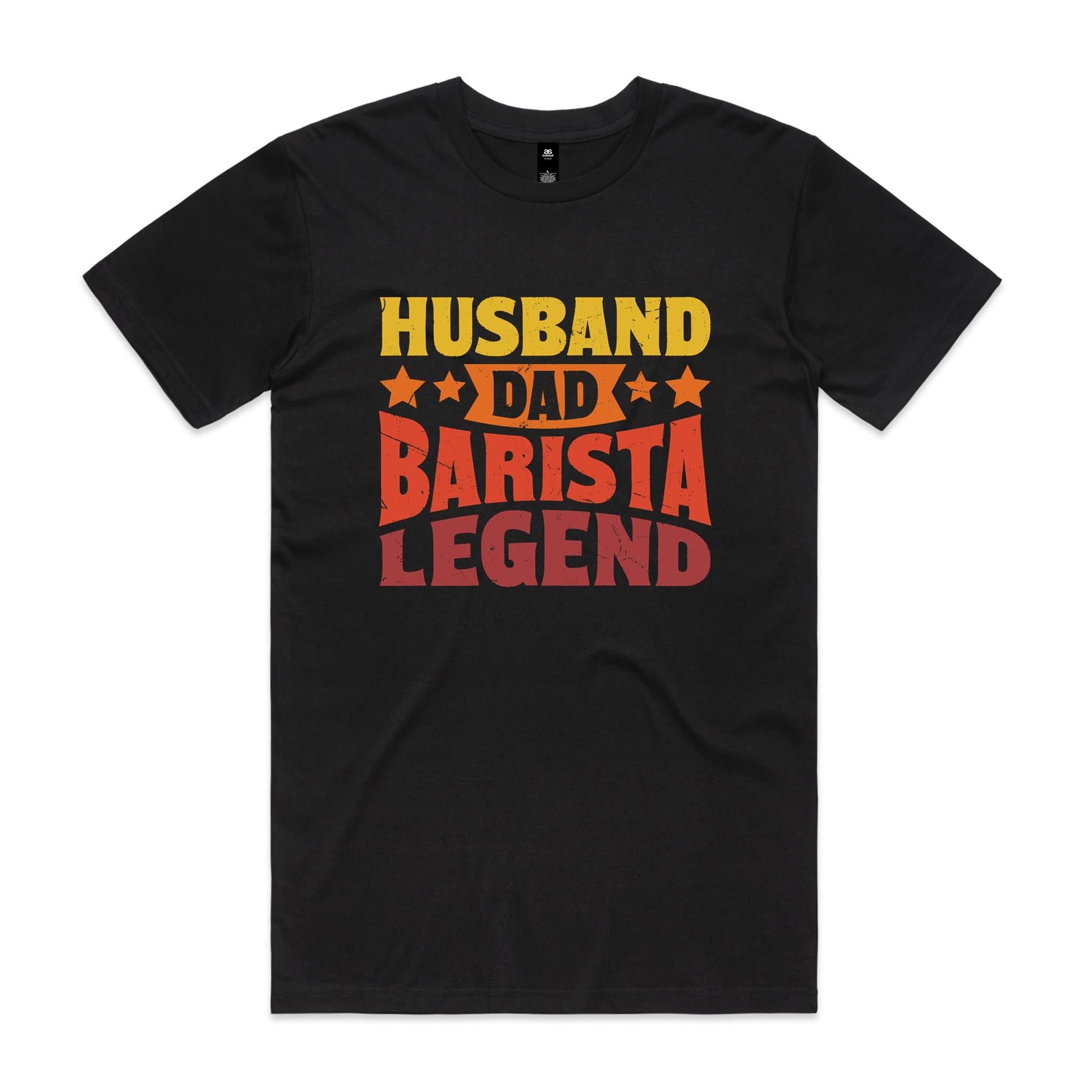 Husband, Dad, Barista, Legend - Men's AS Colour T-shirt Black Mens T-shirt Coffee Dad Printed In Australia