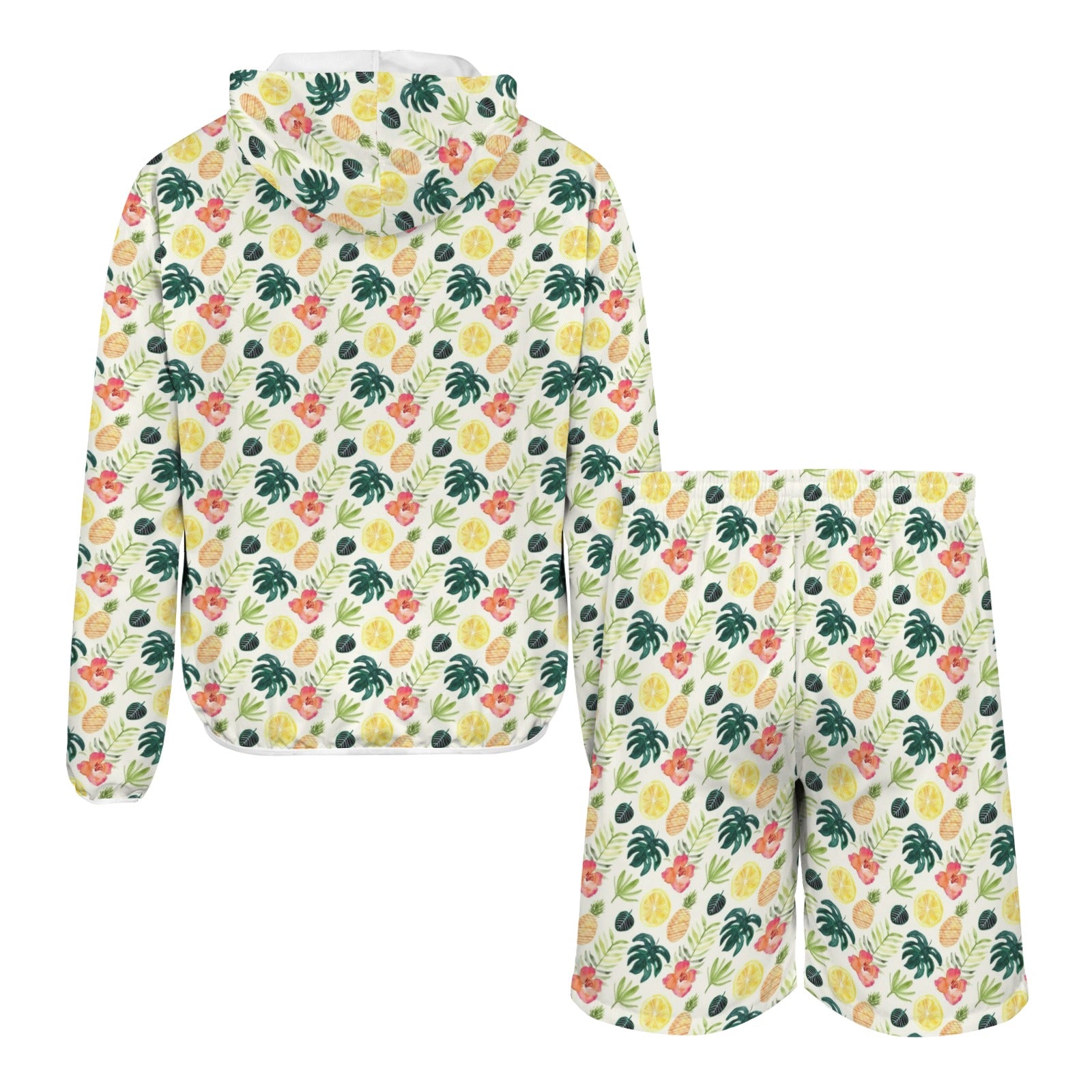 Pineapple Tropical Men's Lightweight Sun Hoodie & Shorts Set Men's Lightweight Sun Hoodie & Shorts Printed Offshore
