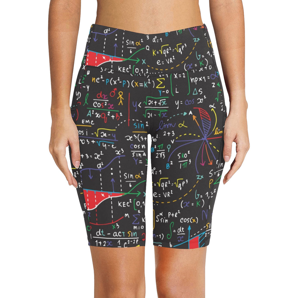 Colourful Maths Formulas Women's Bike Shorts With Side Pockets Women's Bike Shorts Maths Printed Offshore