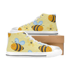 Bright Bees - Kids High Top Canvas Shoes