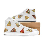 Pizza Slices On White Kids High Top Canvas Shoes
