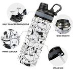 Black And White Dogs - Insulated Water Bottle with Dual-Use Lid (18oz) Insulated Water Bottle with Dual-Use Lid (18oz) animal Printed Offshore
