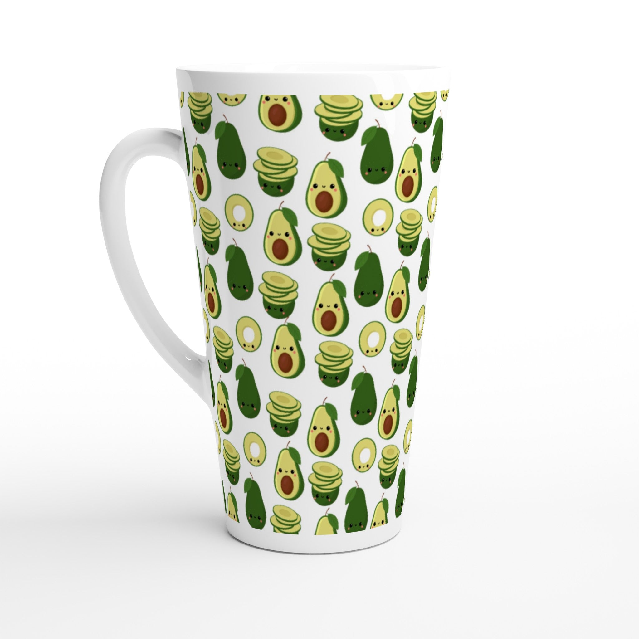 Cute Avocados - White Latte 17oz Ceramic Mug Default Title Latte Mug food Globally Fulfilled