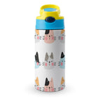 Cat Faces - Little Kids Water Bottle blue 350ml Little Kids Water Bottle animal Printed Offshore