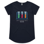 Test Tubes, Just Looking For A Reaction - Womens Scoop Neck T-Shirt Navy Womens Scoop Neck T-shirt Printed In Australia Science