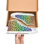Rainbow Leopard Print - Kids' High Top Canvas Shoes Kids High Top Canvas Shoes animal Printed Offshore