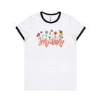 Mum, Flowers And Butterflies - Women's Ringer Tee