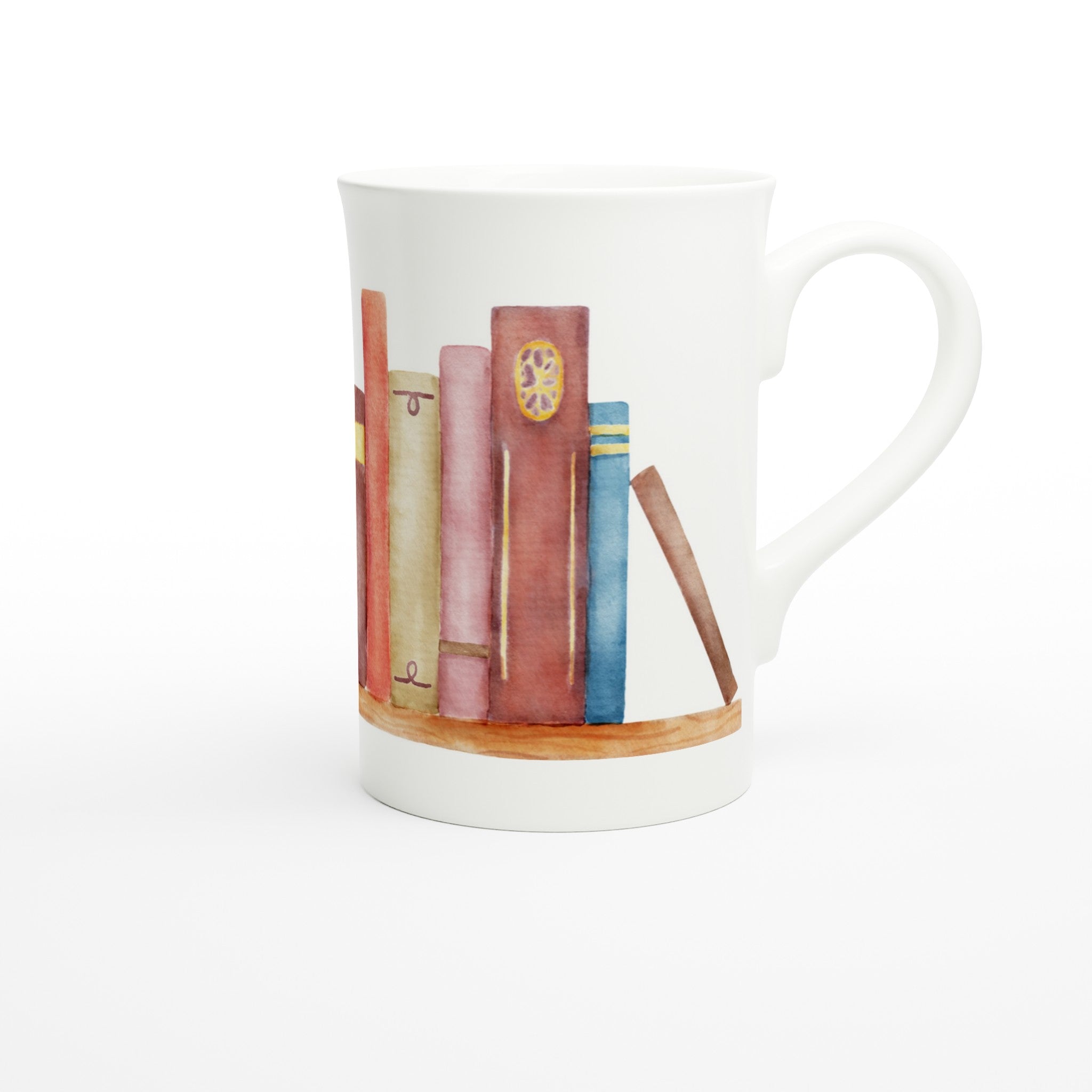 Books - White 10oz Porcelain Slim Mug Porcelain Mug Globally Fulfilled Reading
