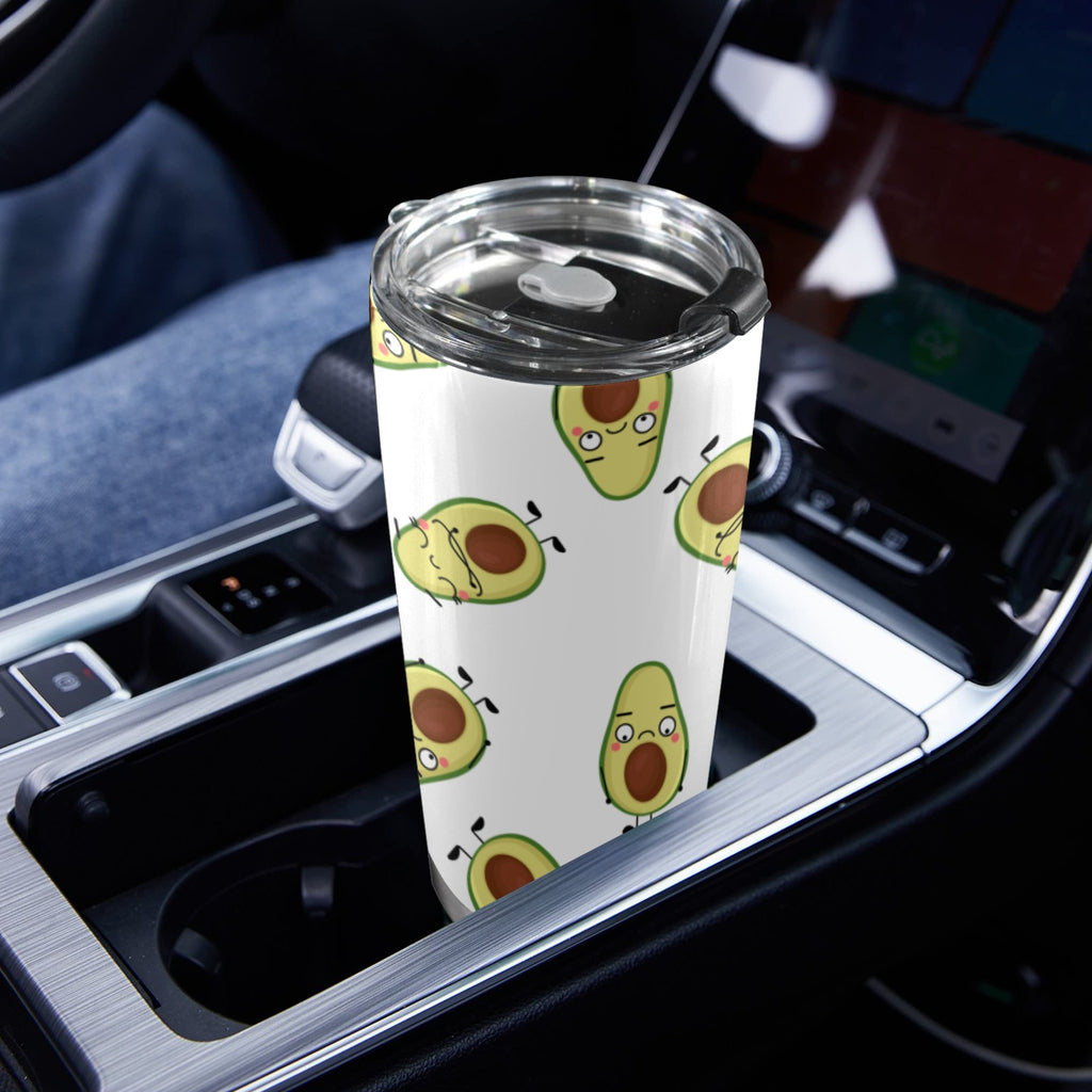 Avocado Characters - 20oz Mobile Tumbler with Lid (Black Lock) 20oz Travel Mug Food Printed Offshore