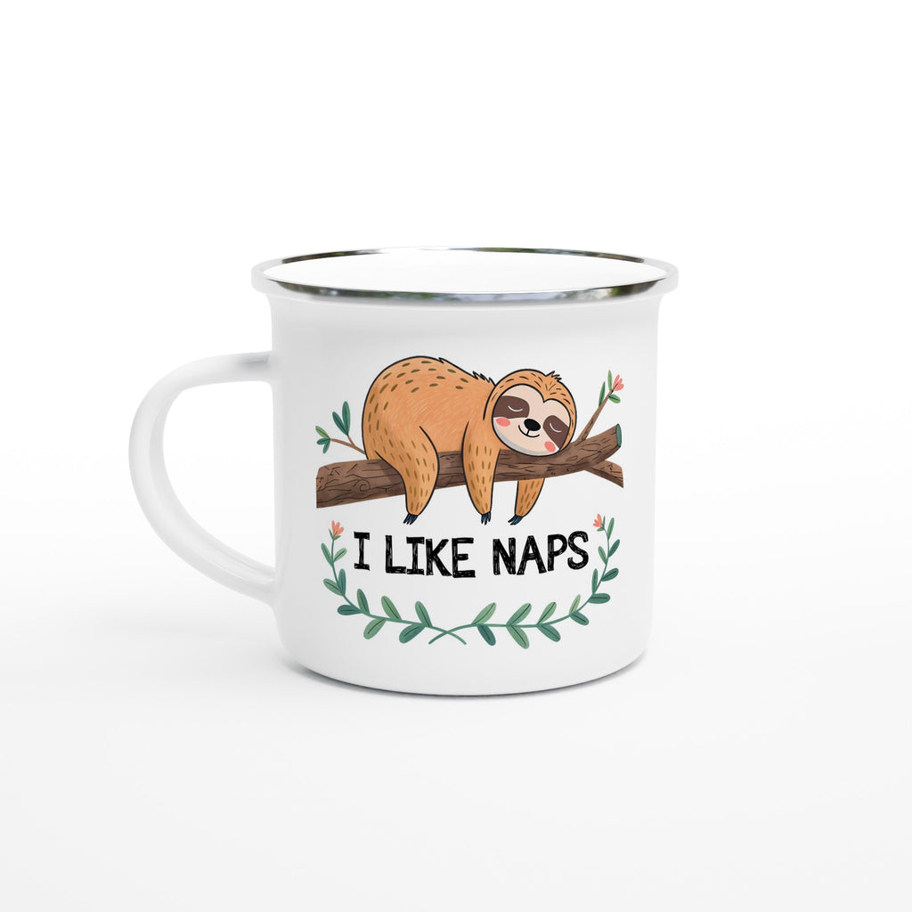 Sloth, I Like Naps - White 12oz Enamel Mug Default Title Enamel Mug animal Globally Fulfilled