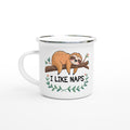 Sloth, I Like Naps White 12oz Enamel Mug Default Title Enamel Mug animal Globally Fulfilled