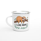 Sloth, I Like Naps - White 12oz Enamel Mug Default Title Enamel Mug animal Globally Fulfilled