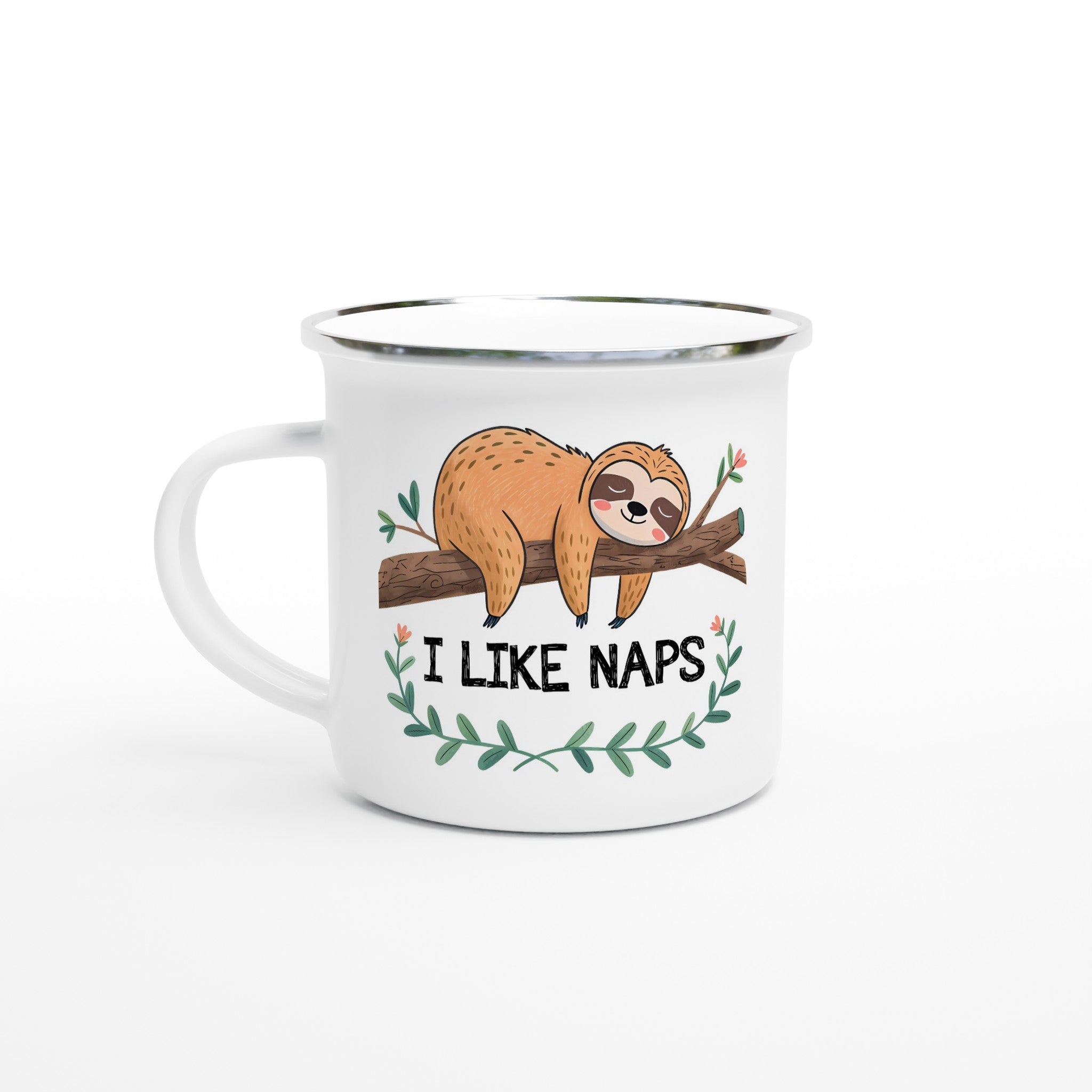 Sloth, I Like Naps - White 12oz Enamel Mug Default Title Enamel Mug animal Globally Fulfilled