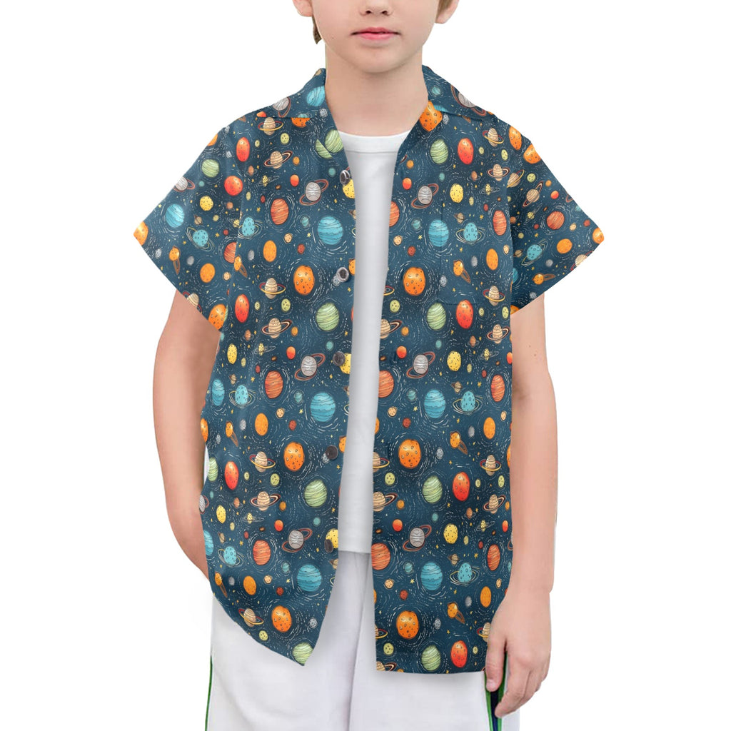 Galaxy Senior Kids Hawaiian Shirt Senior Kids Hawaiian Shirt 8-15 Printed Offshore Space