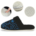 Blue Squiggle Men's Fur Trim Thick-Sole Indoor Slippers Men's Fur Trimmed Slippers Printed Offshore